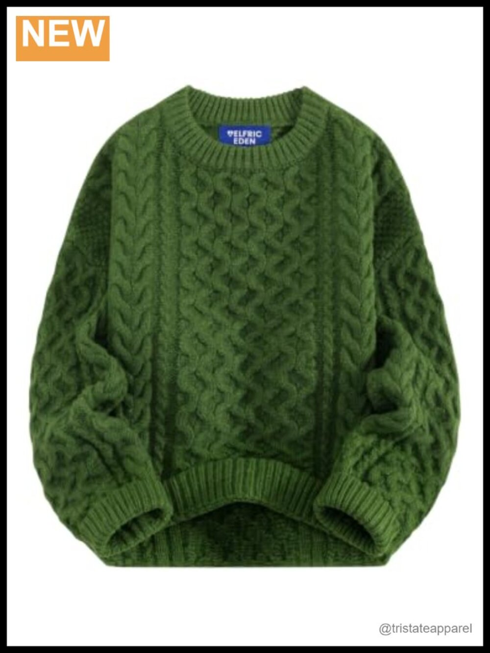 Oversized Chunky Cable Knit Sweater Women Crew Neck Pullover Long Sleeve